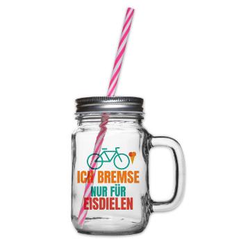 Ich bremse nur für Eisdielen – Fahrrad Spruch - Henkelglas mit Schraubdeckel - Klar - Rechts