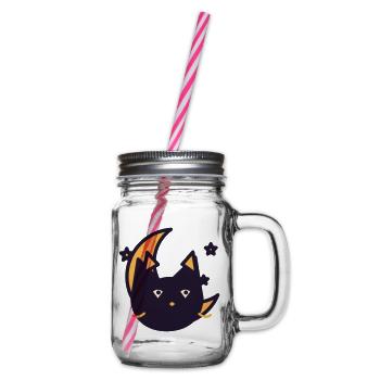 Mondkatze im Traumlicht - Henkelglas mit Schraubdeckel - Klar - Rechts