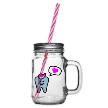 zahn punk zahnarzt dentist - Glass jar with handle and screw cap - clear - Right