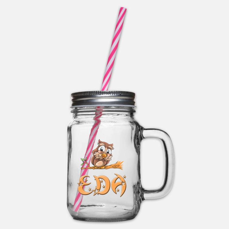 Eule Eda - Henkelglas mit Schraubdeckel - Klar