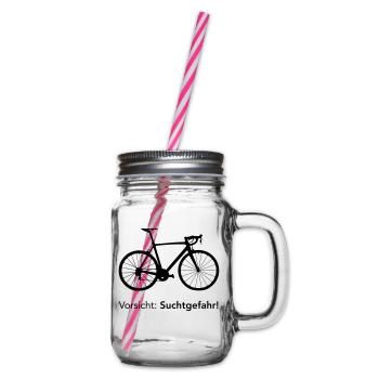 Rennrad Motiv als Geschenk für Fahrradfahrer - Henkelglas mit Schraubdeckel - Klar - Rechts