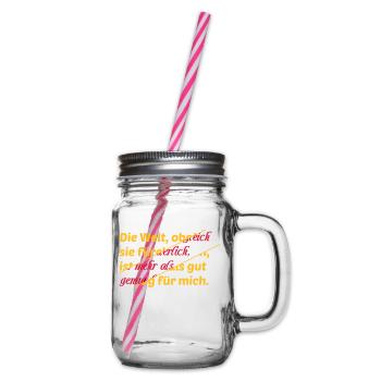 Welt Spruch Abstrakt Schrift farbig Geschenkidee - Henkelglas mit Schraubdeckel - Klar - Rechts