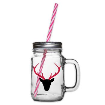 Hirsch Geweih Jäger Geschenk - Henkelglas mit Schraubdeckel - Klar - Rechts