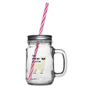 No Problama Lama Lustiger Spruch Alpaka Geschenk - Henkelglas mit Schraubdeckel - Klar - Rechts