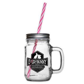 Every rabbit needs a rabbit cuddle Black - Glass jar with handle and screw cap - clear - Right