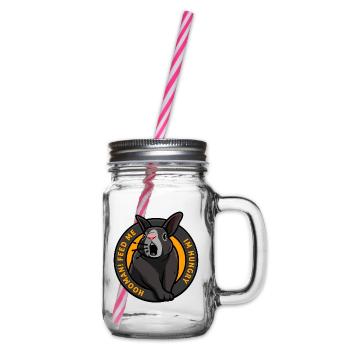 Hungry rabbit needs food feed me Funny - Glass jar with handle and screw cap - clear - Right