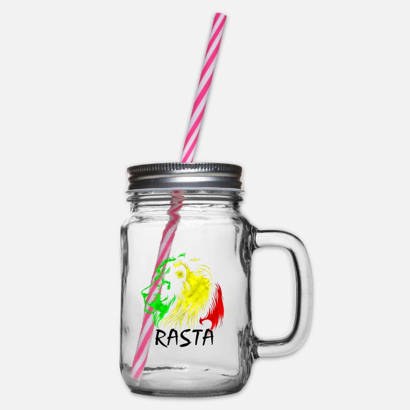 Lion rasta : style vert-jaune-rouge - Bocal à boisson - transparent