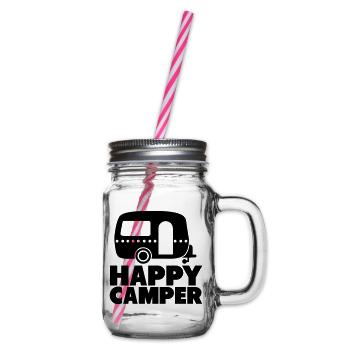 happy camper - Glass jar with handle and screw cap - clear - Right