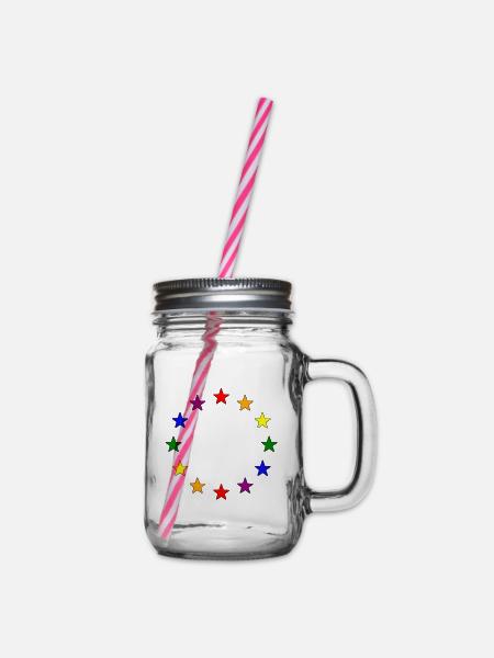 Europa Regenbogenfahne - Henkelglas mit Schraubdeckel - Klar