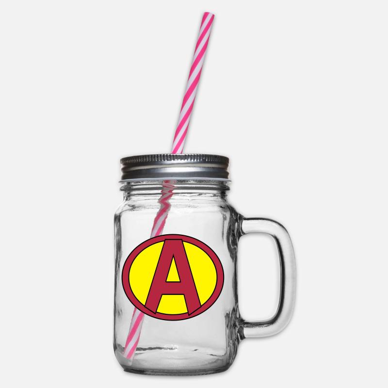 Super, Superheld, Superheldin, Hero, A - Henkelglas mit Schraubdeckel - Klar