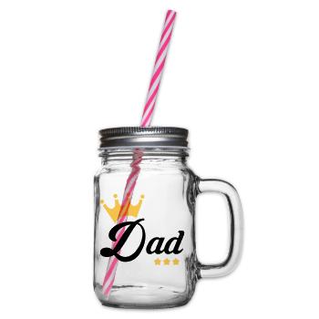 Papa Vati Vater Vatertag Geburtstag Dad Familie - Henkelglas mit Schraubdeckel - Klar - Rechts