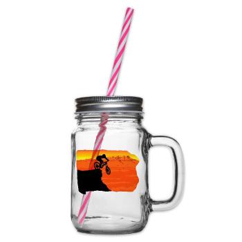 Downhill mountain bike MTB mountain bike mountains - Glass jar with handle and screw cap - clear - Right