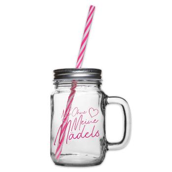 nie ohne meine mädels herz pink - Henkelglas mit Schraubdeckel - Klar - Rechts