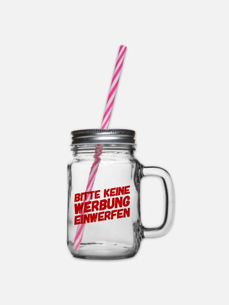Werbung ist nicht erwünscht - Henkelglas mit Schraubdeckel - Klar