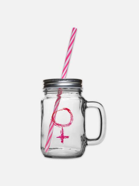 Girl Weiblich Symbol Bunt - Henkelglas mit Schraubdeckel - Klar