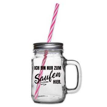 Ich Bin Nur Zum Saufen Hier Kostüm - Henkelglas mit Schraubdeckel - Klar - Rechts