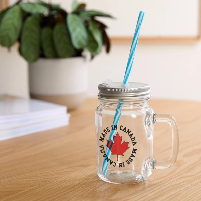Made in Canada – Maple Leaf Statement Glass jar with handle and screw cap