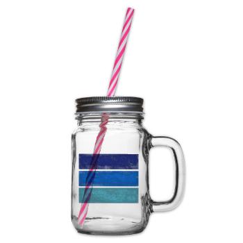 Blaue Rechtecke - Henkelglas mit Schraubdeckel - Klar - Rechts