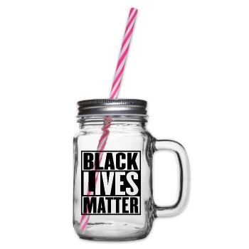 Black Lives Matter Shirt BLM - Henkelglas mit Schraubdeckel - Klar - Rechts