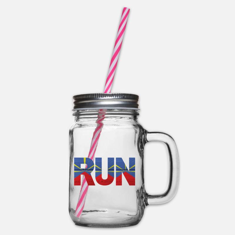Run île de la Réunion drapeau - Bocal à boisson - transparent