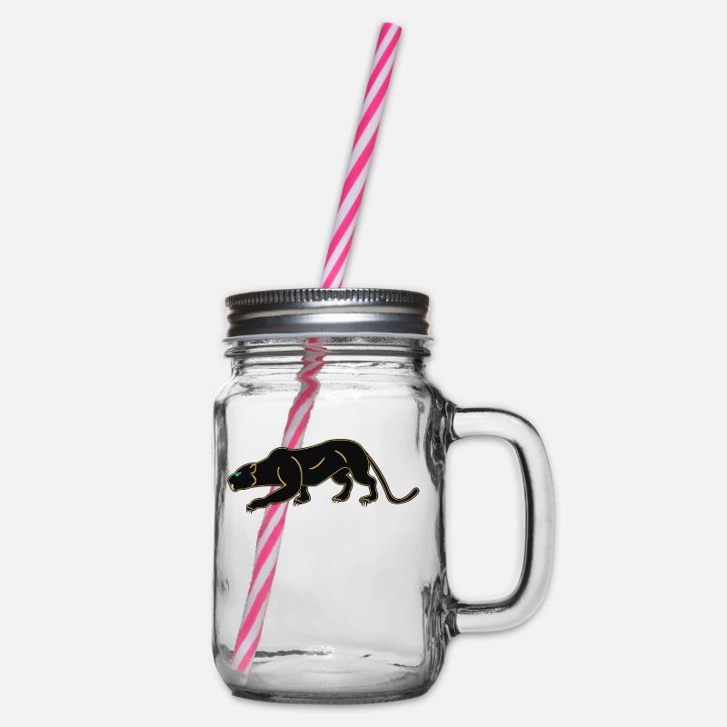 black panther - Glass jar with handle and screw cap - clear