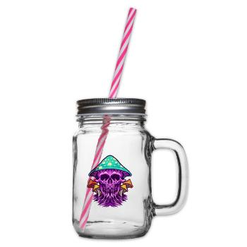 Zombie Scary Colorful Skull Mushrooms - Glass jar with handle and screw cap - clear - Right