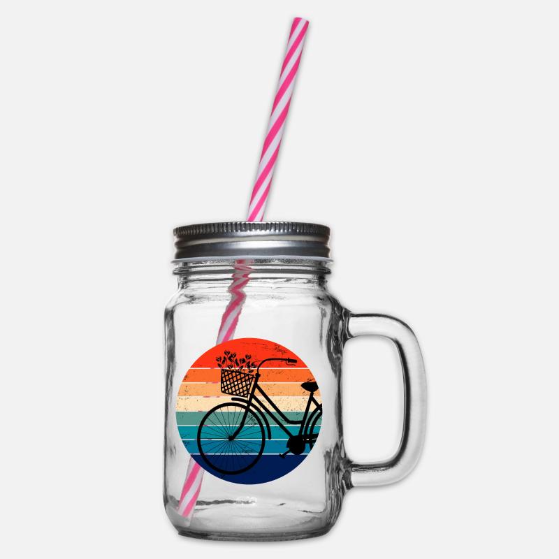Vélo retro coucher de soleil coloré - Bocal à boisson - transparent