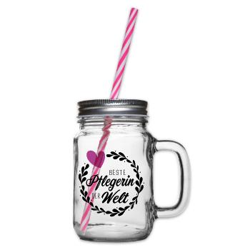 Beste Pflegerin - Danke an Pflegepersonal Geschenk - Henkelglas mit Schraubdeckel - Klar - Rechts