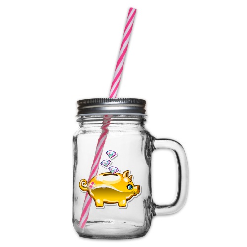 Diamond Pig - Glass jar with handle and screw cap