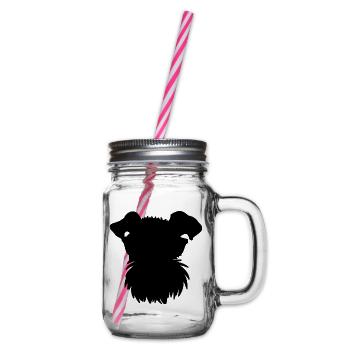 Cooler Schnauzer mit Sonnenbrille - Henkelglas mit Schraubdeckel - Klar - Rechts