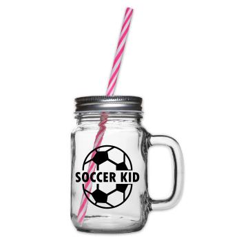 Soccer kid (zwei Fußballhälften) - Henkelglas mit Schraubdeckel - Klar - Rechts