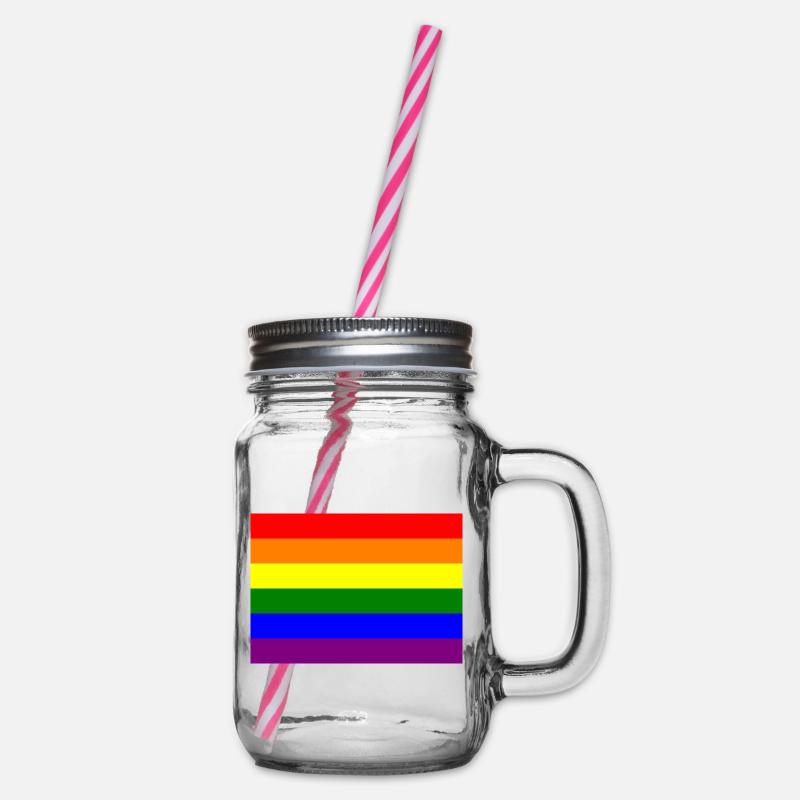 Pride Regenbogen Flaggendesign - Henkelglas mit Schraubdeckel - Klar