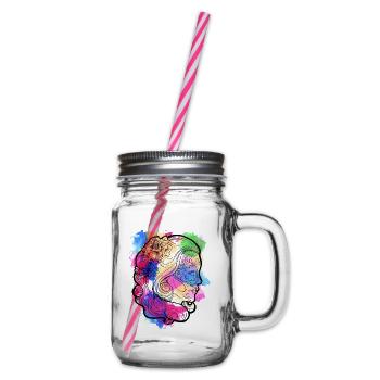 Ein Schönes und Lustiges Aquarell Calavera Design - Henkelglas mit Schraubdeckel - Klar - Rechts