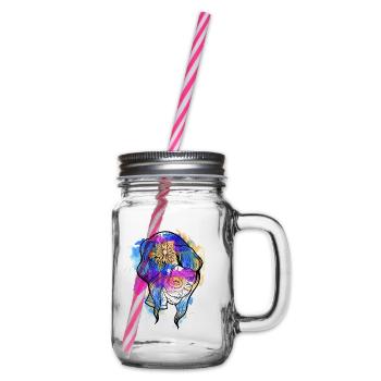 Ein Schönes und Lustiges Aquarell Calavera Design - Henkelglas mit Schraubdeckel - Klar - Rechts