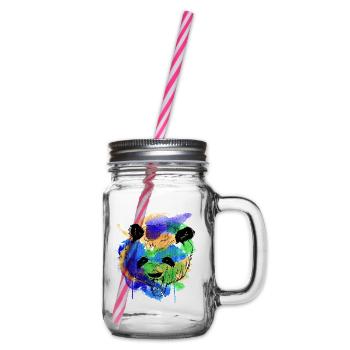 Ein Schönes und lustiges Aquarell Panda Design - Henkelglas mit Schraubdeckel - Klar - Rechts