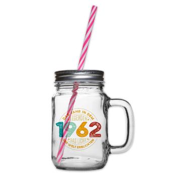 Geburtstag Legenden 1962 Jahrgang 1962 Geschenk - Henkelglas mit Schraubdeckel - Klar - Rechts