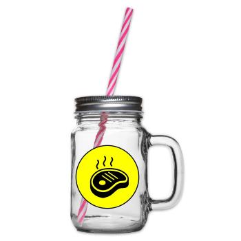 Steak icon Kreis - Henkelglas mit Schraubdeckel - Klar - Rechts
