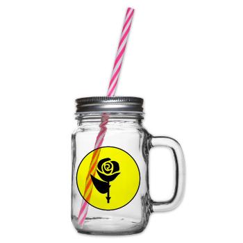 Rose icon Symbol - Henkelglas mit Schraubdeckel - Klar - Rechts