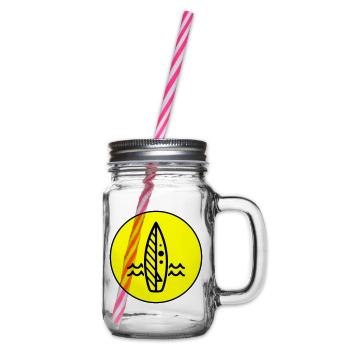 Surfbrett icon symbol - Henkelglas mit Schraubdeckel - Klar - Rechts
