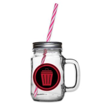 Garbage can icon - Glass jar with handle and screw cap - clear - Right