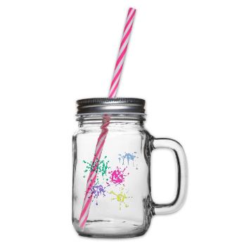 Blobs of color - Glass jar with handle and screw cap - clear - Right