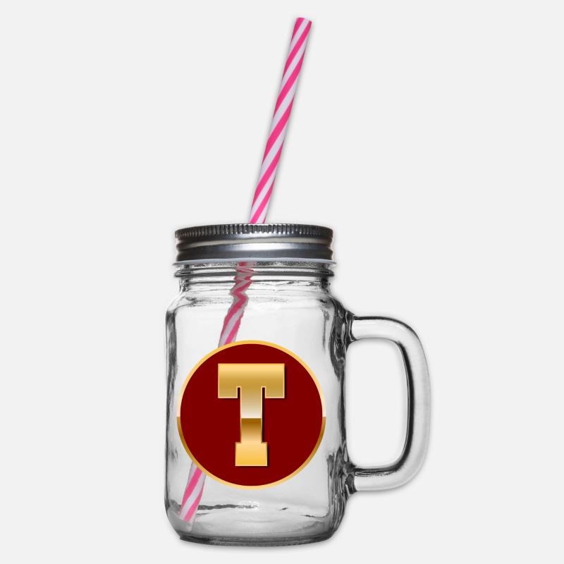 Buchstabe T - Henkelglas mit Schraubdeckel - Klar