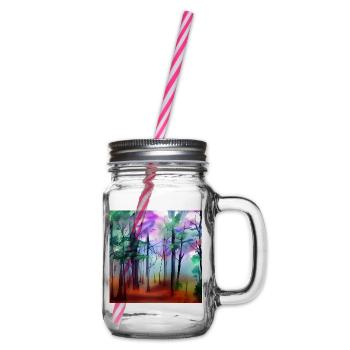 Aquarell Wald Natur - Henkelglas mit Schraubdeckel - Klar - Rechts