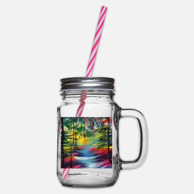 Aquarelle rivière en forêt - Bocal à boisson - transparent