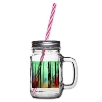 Autumn watercolor forest - Glass jar with handle and screw cap - clear - Right
