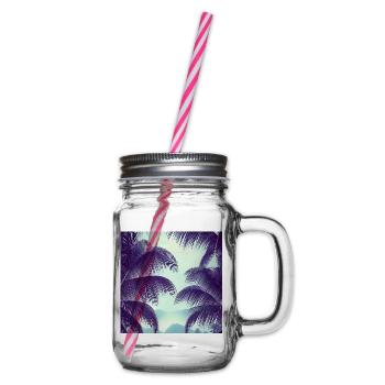 Palmblätter Kunst - Henkelglas mit Schraubdeckel - Klar - Rechts
