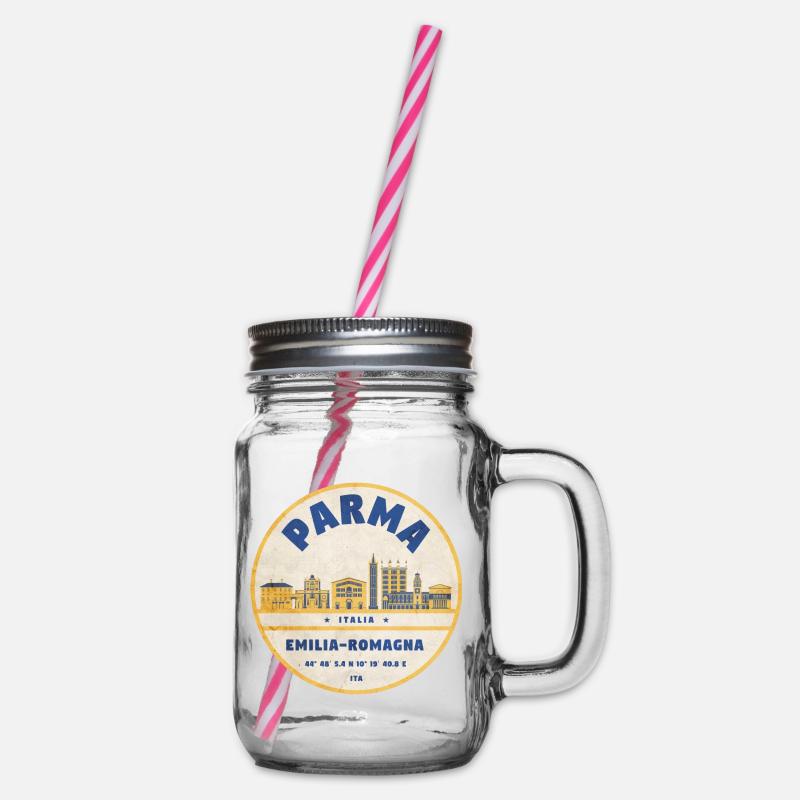 Parma Skyline Emilia Romagna Sticker - Henkelglas mit Schraubdeckel - Klar