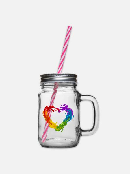 Regenbogenfarben - Henkelglas mit Schraubdeckel - Klar
