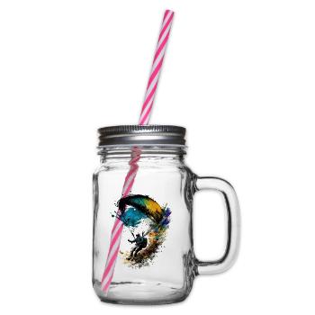 Flying high, paragliders in action - Glass jar with handle and screw cap - clear - Right