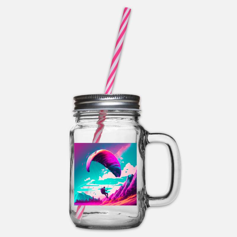Parapentes dans le style rétrowave - Bocal à boisson - transparent